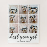 Puzzle 9 Collage photo Meilleure année mais noir calligra<br><div class="desc">Utilisez neuf photos et ajoutez votre nom à ce souvenir mémorable. Un design de type calligraphie simple mais moderne qui ajoute un petit quelque chose de spécial à votre look.</div>