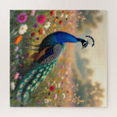 Puzzle A Colorful Peacock and Flowers  (Horizontal)