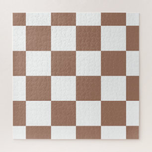 Puzzle à damiers Motif en Blanc et Mocha Mousse