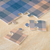 Puzzle à damiers Plaid Beige Bleu Gris Et Pêche (Côté)