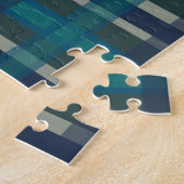 Puzzle à damiers Plaid Bleu Vert Violet Et Turquoise (Côté)