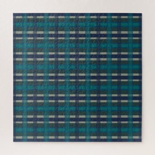 Puzzle à damiers Plaid Bleu Vert Violet Et Turquoise (Vertical)