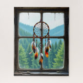 Puzzle A Dreamcatcher in a Window overlooking Mountains (Vertical)