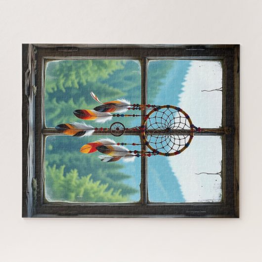 Puzzle A Dreamcatcher in a Window overlooking Mountains (Horizontal)
