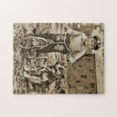 Puzzle À l'époque garçon à vélo avec chien (Horizontal)