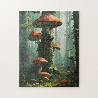 Puzzle a magical forest, mushrooms, a mystical forest, to