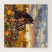 Puzzle A Mama Horse and her Foal in Autumn (Horizontal)