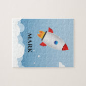 Puzzle à roquette avec le nom de l'enfant. (Horizontal)