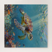 Puzzle A Sea Turtle Themed Teal (Horizontal)