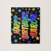 Puzzle "AARON" Prénom, "HEUREUX ANNIVERSAIRE" (Vertical)