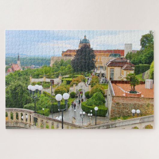 Puzzle Abbaye Melk avec jardin et ville, Autriche (Horizontal)