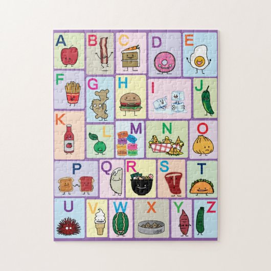 Puzzle ABC Alphabet lettres d'apprentissage aliments heur (Vertical)
