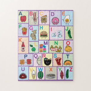 Puzzle ABC Alphabet lettres d'apprentissage Les aliments 