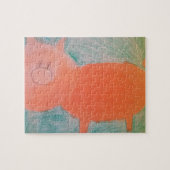Puzzle #ABC Art par les enfants, porc rose orange (Horizontal)