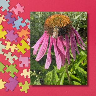 Puzzle Abeille à bourdons sur photo de fleur, Nature mign