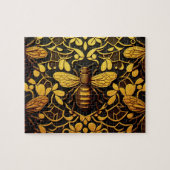 Puzzle Abeille Abstraite en or. Motif d'insecte floral do (Horizontal)