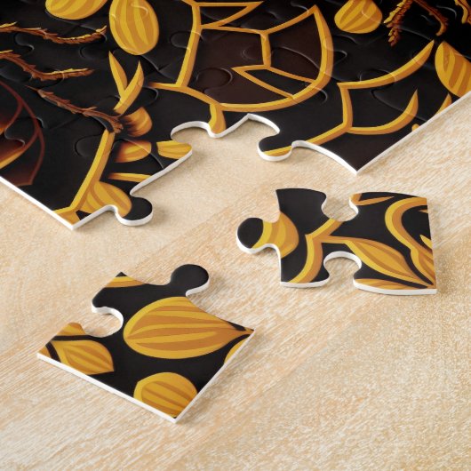 Puzzle Abeille Abstraite en or. Motif d'insecte floral do (Côté)