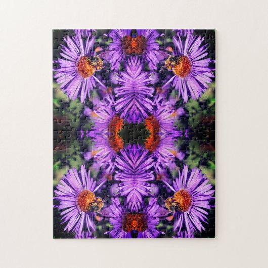 Puzzle Abeille De Miel Sur Fleur D'Aster Violet Abstrait (Vertical)