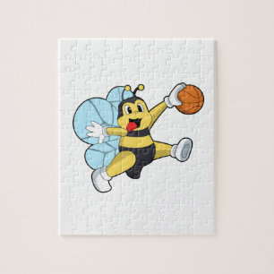 Puzzle Abeille en tant que joueur de basket-ball avec Bas