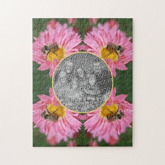 Puzzle Abeille Sur Le Cadre Fleur Rose Daisy Ajouter Votr (Vertical)