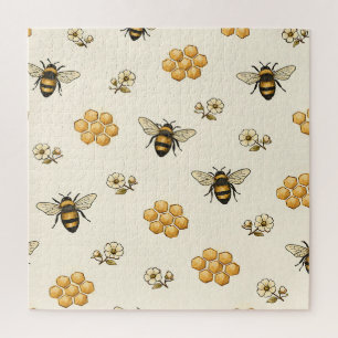 Puzzle Abeilles à Miel et Motif Sans Couture de Rayon de