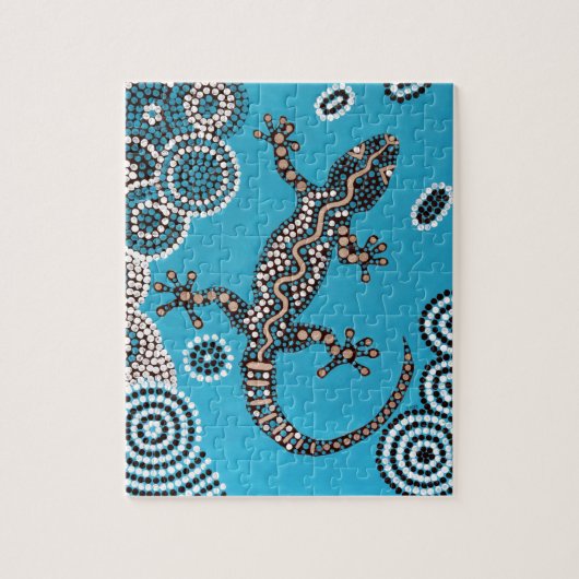 Puzzle Aboriginal sorte, Gecko, peinture de point, (Vertical)