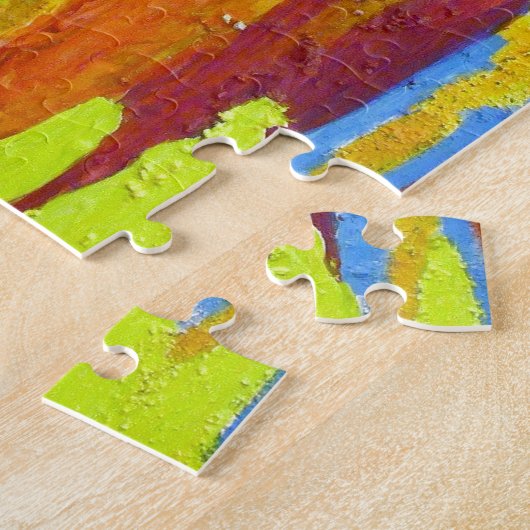 Puzzle Abstract art rainbow stripes paint drip (Côté)