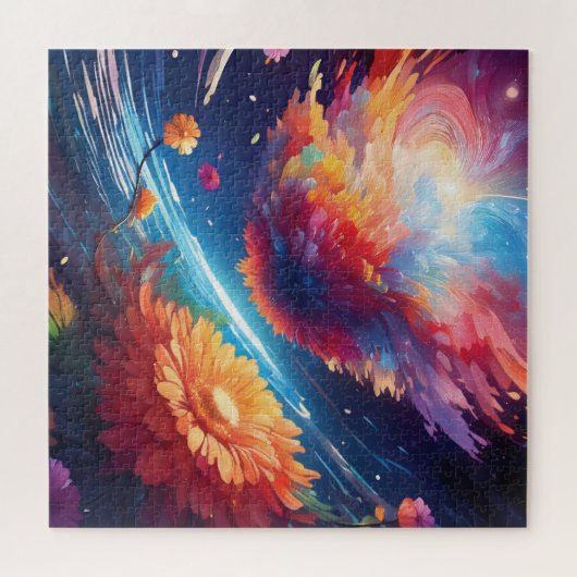 Puzzle Abstract art with flowers in space (Horizontal)