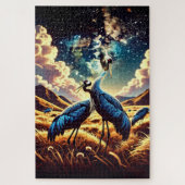 Puzzle Abstract Blue Cranes – Artistic Nature Scene (Vertical)
