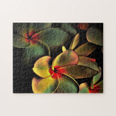 Puzzle Abstract Green Yellow Red Fractal Art Flower (Horizontal)