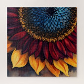 Puzzle Abstract Vibrant Sunflower and Sunflower Seeds  (Horizontal)