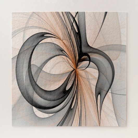 Puzzle Abstrait Anthracite Grey Sienna Art moderne fracta (Horizontal)