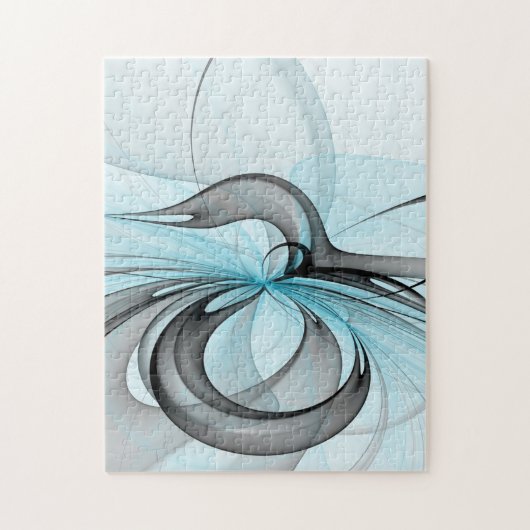 Puzzle Abstrait Anthracite Gris Bleu Moderne Fractage Art (Vertical)