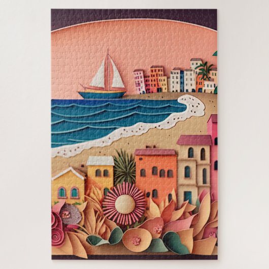 Puzzle Abstrait Beach Town Arrière - plan (Vertical)
