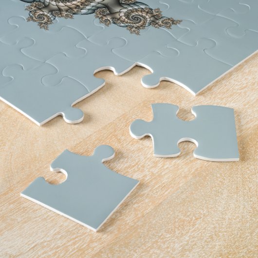 Puzzle Abstrait Beige clair Bleu Fractal Art Spirales (Côté)