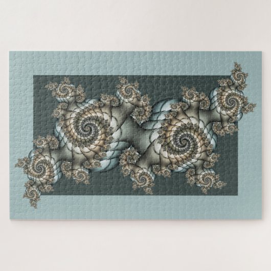 Puzzle Abstrait Beige clair Bleu Fractal Art Spirales (Horizontal)