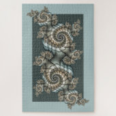Puzzle Abstrait Beige clair Bleu Fractal Art Spirales (Vertical)