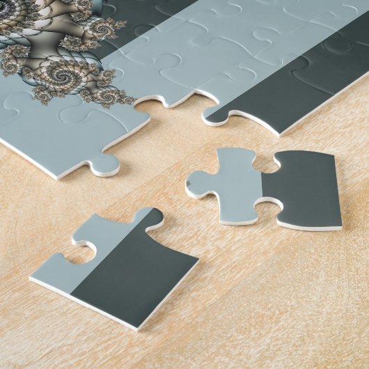 Puzzle Abstrait Beige clair Bleu Fractal Art Spirales (Côté)