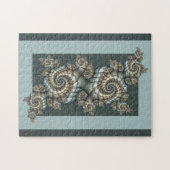 Puzzle Abstrait Beige clair Bleu Fractal Art Spirales (Horizontal)