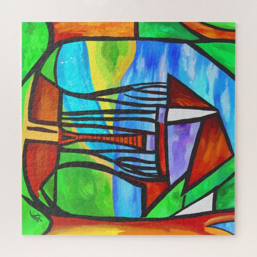 Puzzle Abstrait - Cabine dans la forêt (Horizontal)