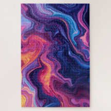 Puzzle abstrait d'art liquide aux couleurs vives