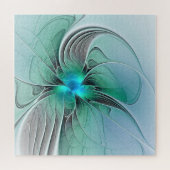 Puzzle Abstrait De Bleu, Art Fractal Moderne (Horizontal)