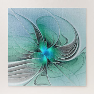 Puzzle Abstrait De Bleu, Art Fractal Moderne
