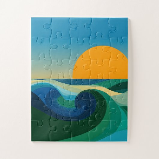 Puzzle Abstrait de Paysage Désertique au Coucher d (Vertical)