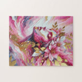 Puzzle Abstrait Elegant femme visage rose feuille (Horizontal)