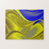 Puzzle abstrait en bleu or (Horizontal)