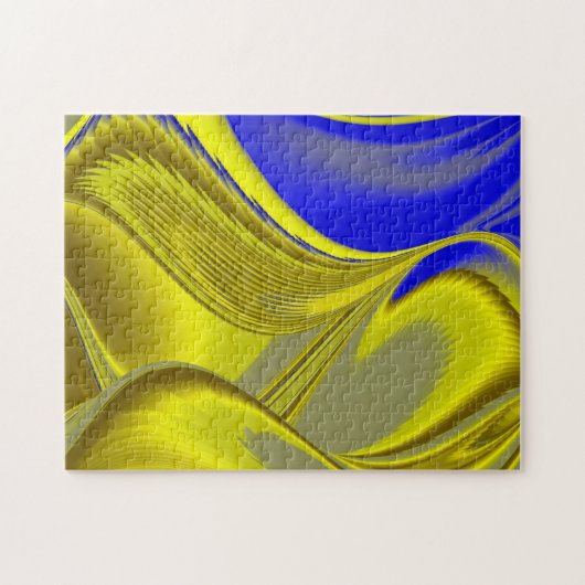 Puzzle abstrait en bleu or (Horizontal)