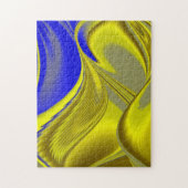 Puzzle abstrait en bleu or (Vertical)