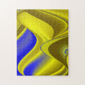 Puzzle abstrait en bleu or (Vertical)