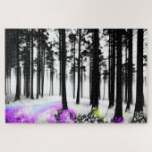 Puzzle Abstrait Énigmatique Fleur de Forêt Noire et Blanc (Horizontal)